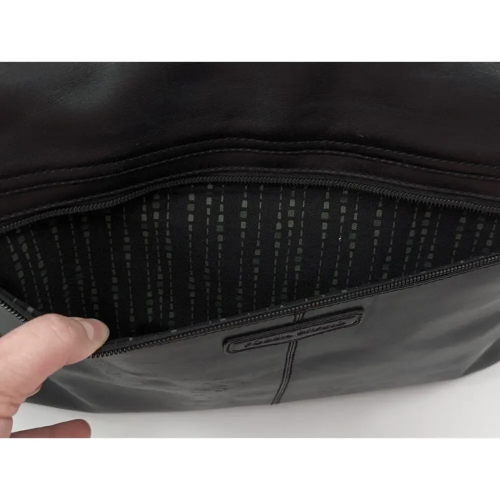 Fossil Vintage Black Leather Briefcase Messenger Computer Laptop Bag